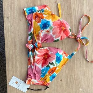 Shade & Shore Girls' Multicolor Floral Triangle Bikini Top